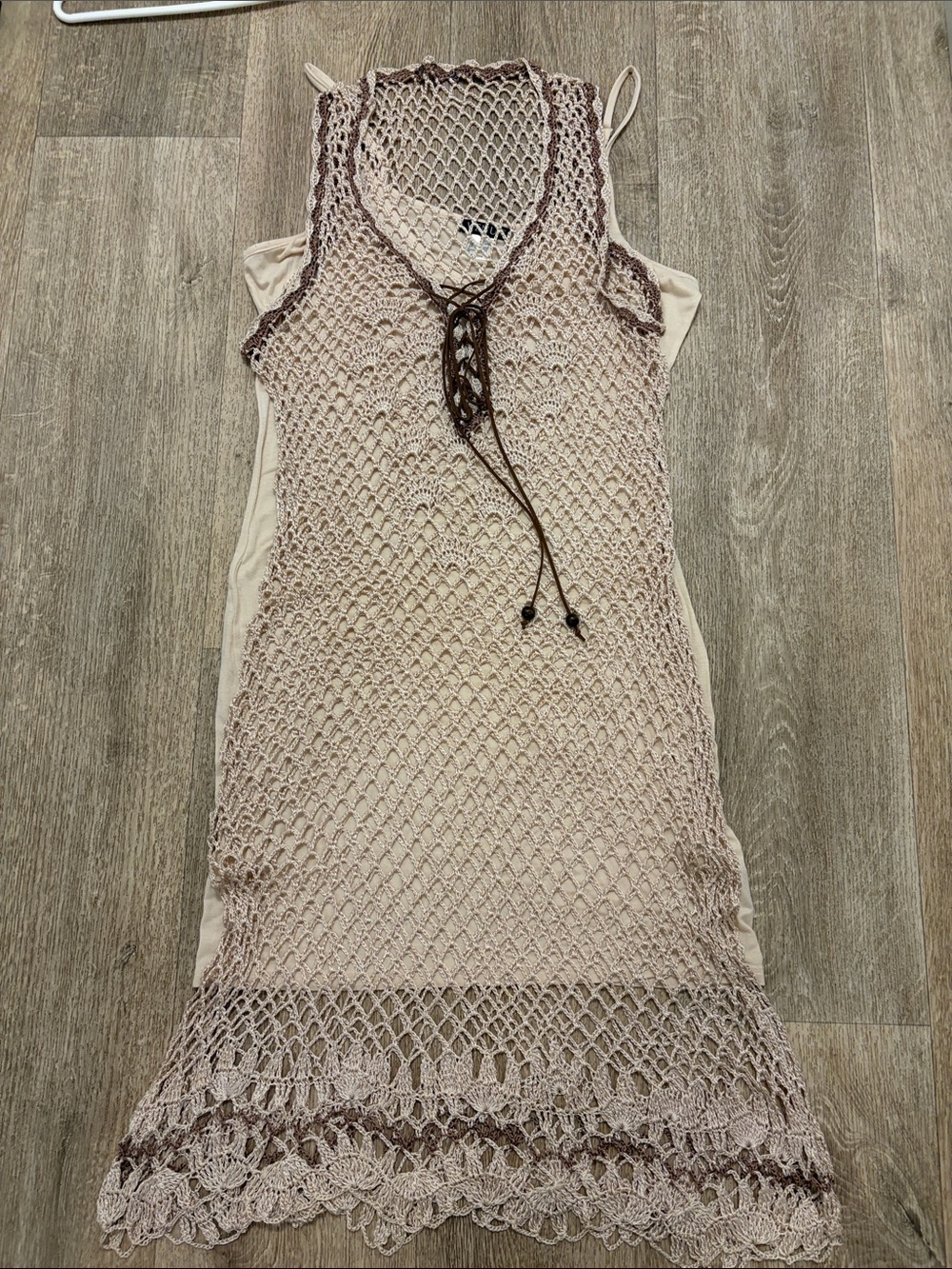 Neutral Crochet Beach Cover-Up Dress - Taupe